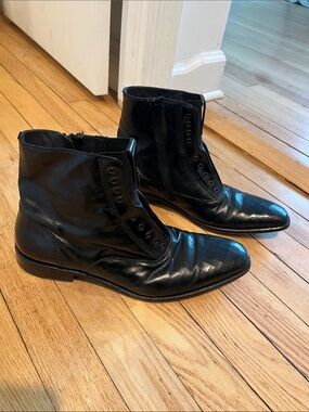 Mezlan Black Leather Boots - inside zip